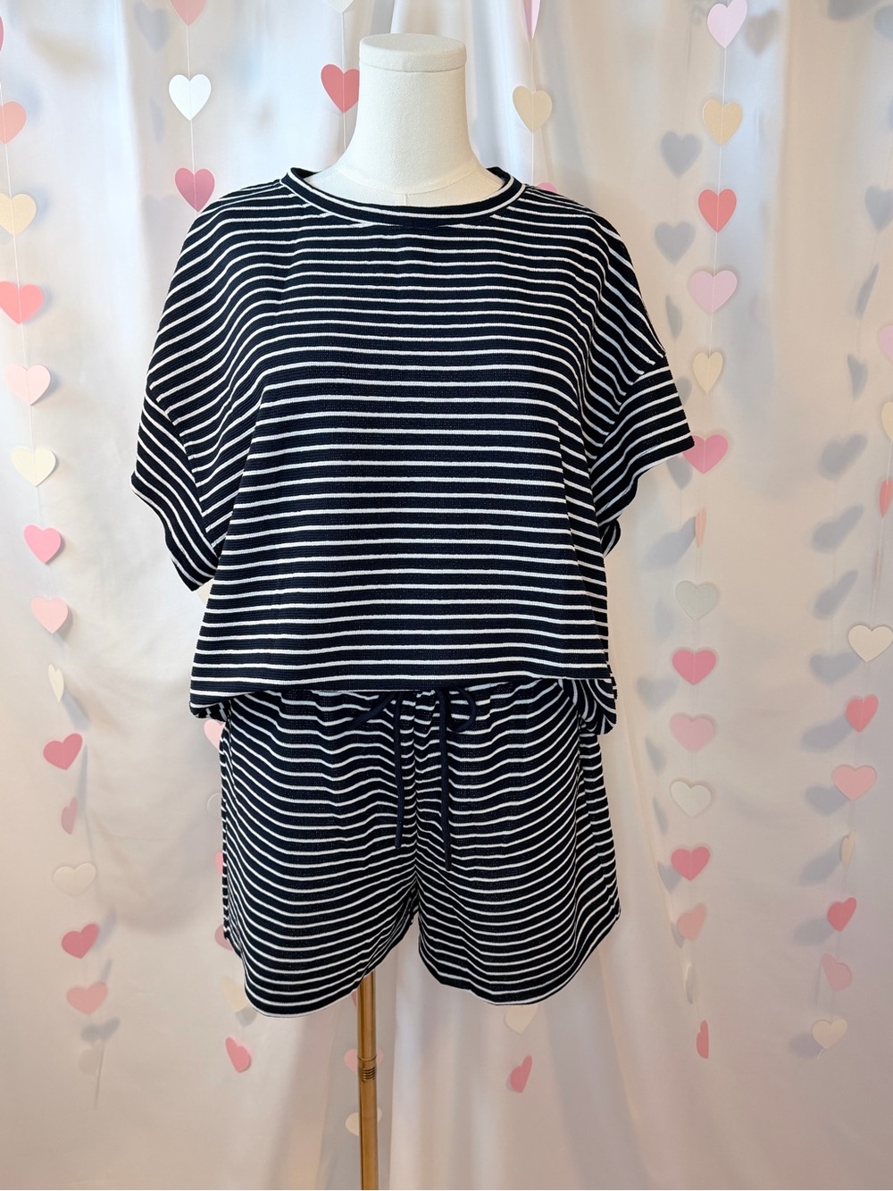 Striped Navy and White Lounge Set
